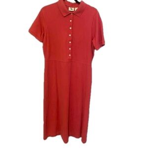 LL BEAN Dress Medium TALL Cotton Polo Golf Short Sleeve Casual Pink Modest